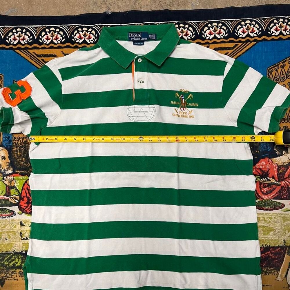 Ralph Lauren striped rugby polo shirt Size xxl green white big pony chief keef - Picture 6 of 8